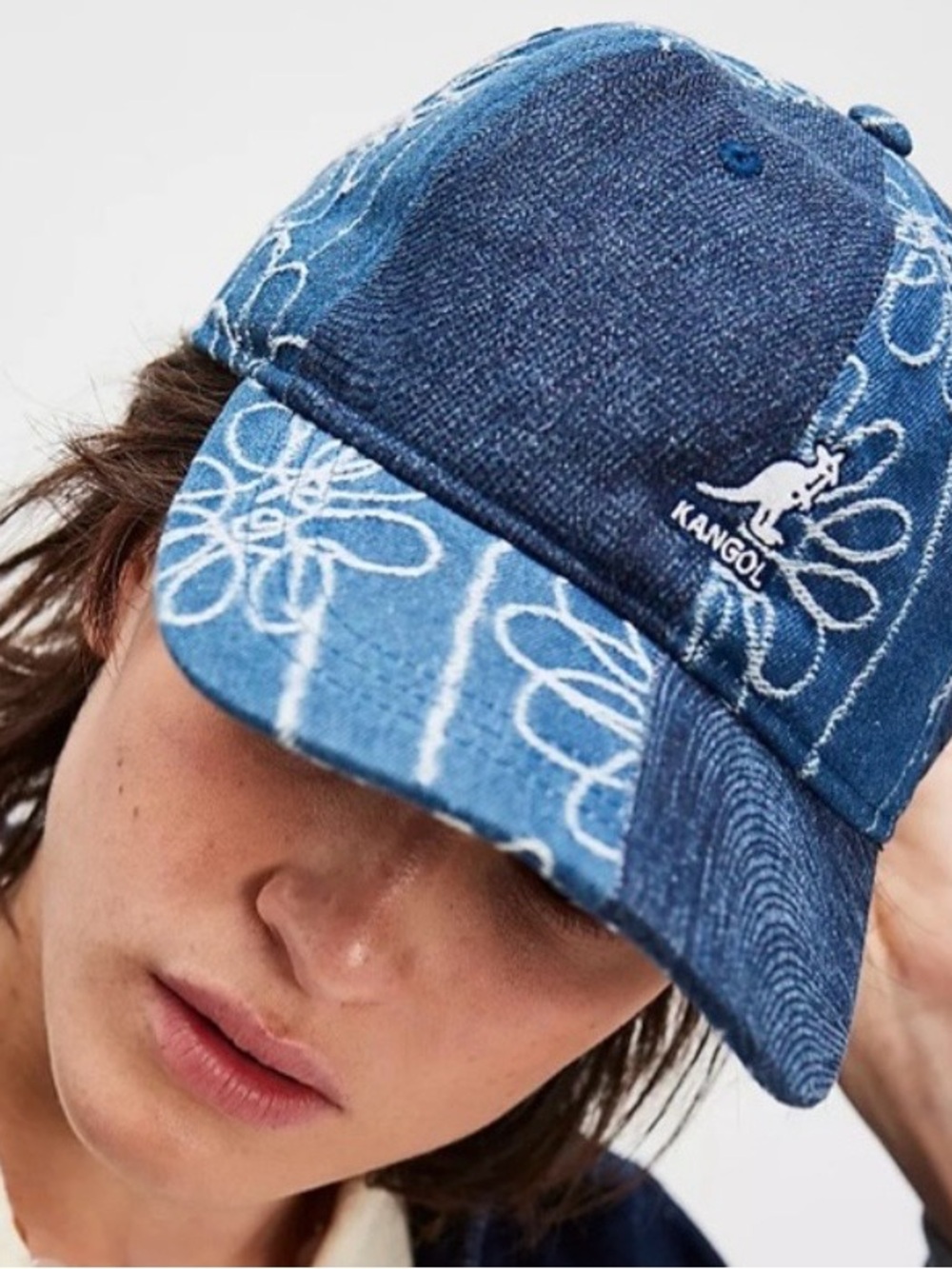 FREE PEOPLE X KANGOL: Mashup Embroidered Denim Baseball Cap|NWOT